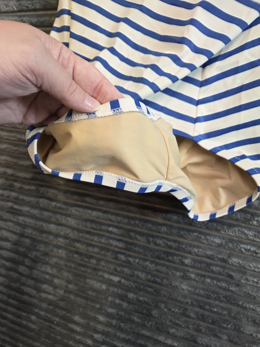 J. Crew White and Blue Striped Halter One-Piece Swimsuit - Picture 4 of 7